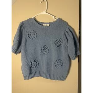 Boutique Dusty Blue Floral Sweater